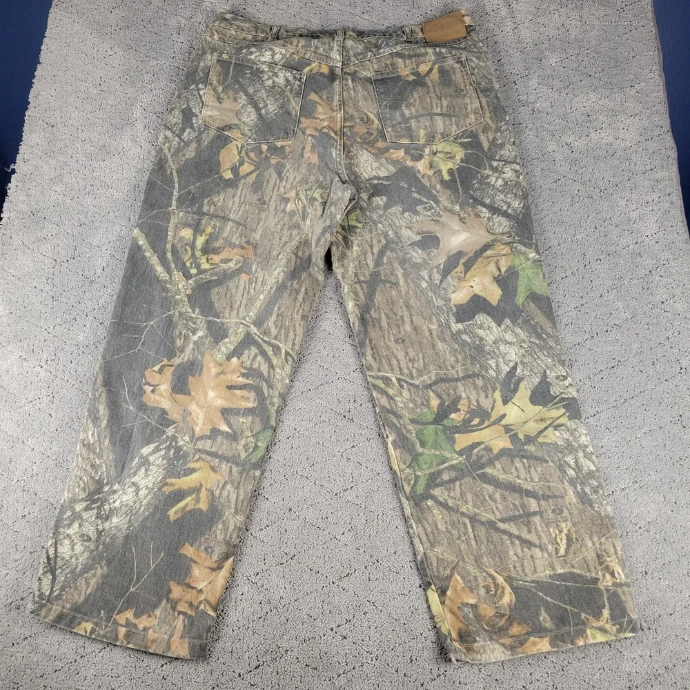 Mossy Oak Fieldstaff Jeans Mens 42x32 Camo Breakup Double Knee Straight Denim